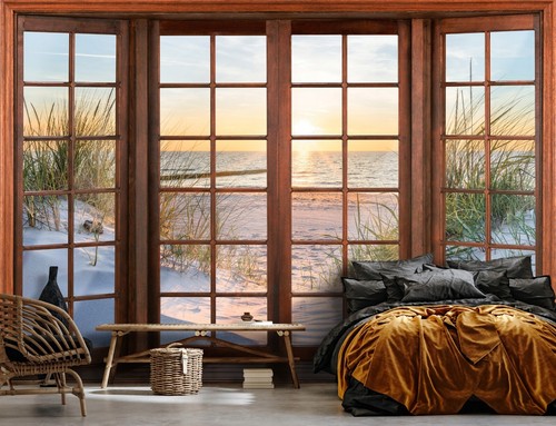 Fototapete strand meer fenster - meer,