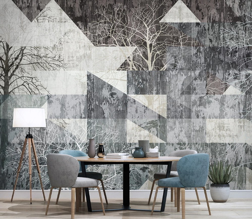 Geometrische wald tapete - 3d,